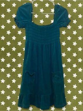 Y2K VTG Juicy Couture Blue Terrycloth Dress S Rare Coastal Alt Twee Boho Chic